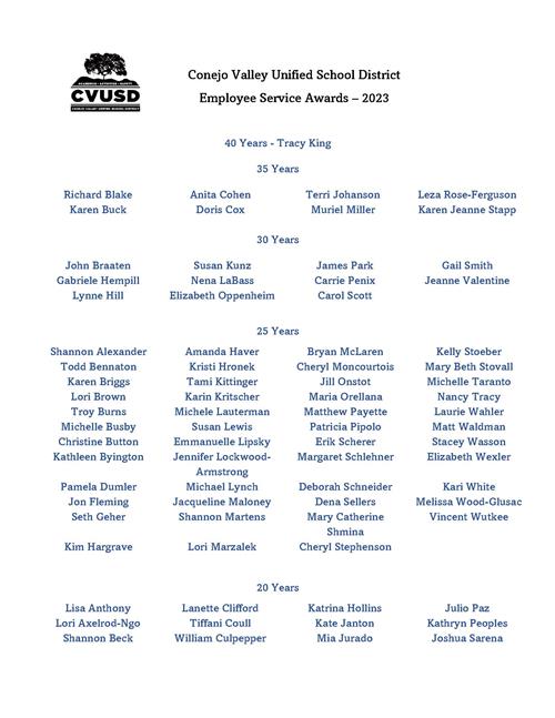 employee service awardees
